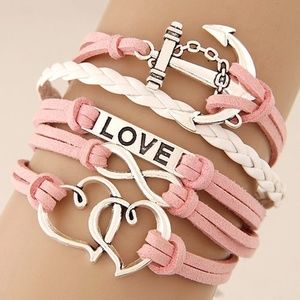 Pink Multi Layer Clasp Bracelet
